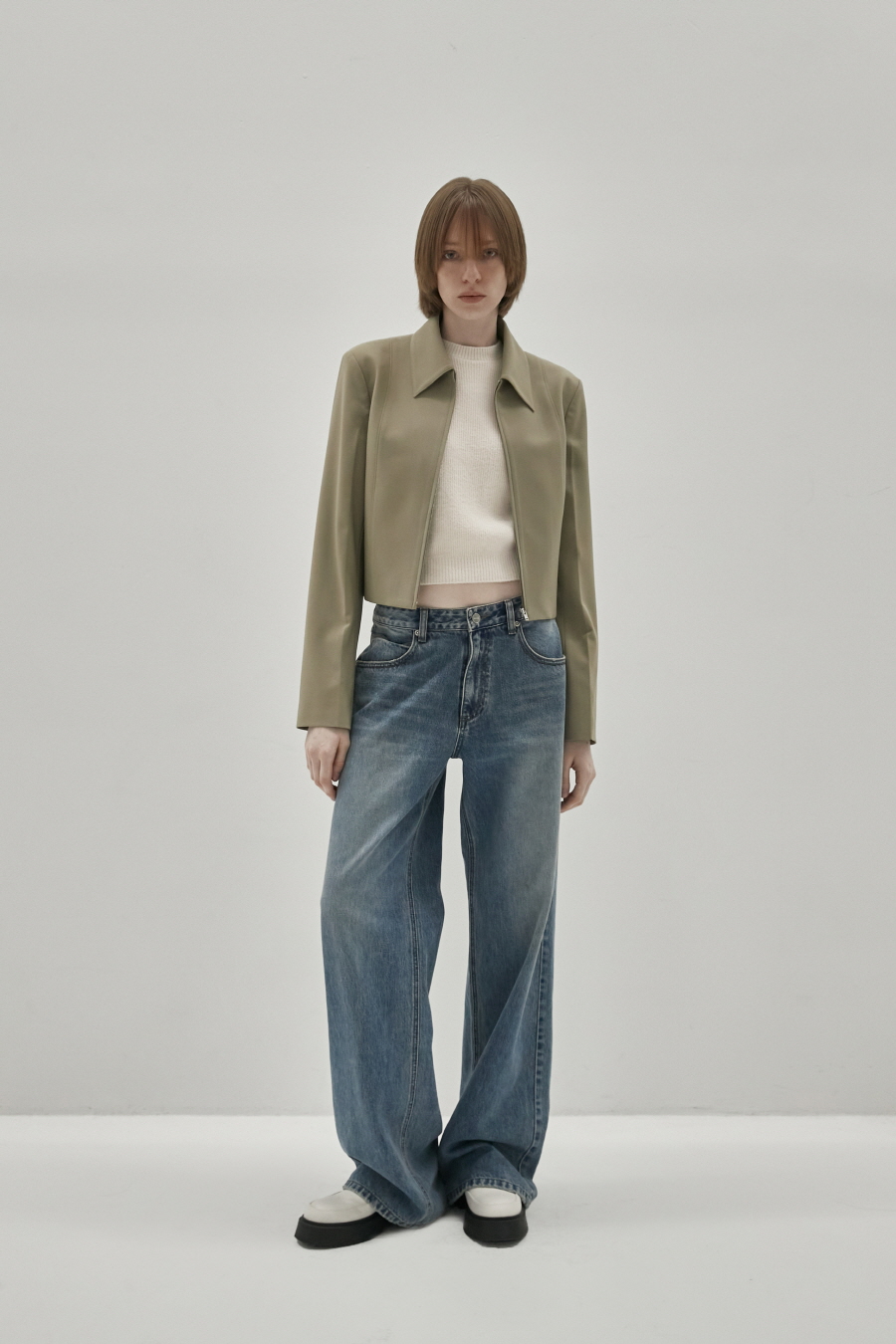 [인사일런스우먼]크롭 집업 자켓 BEIGE [W CONCEPT]