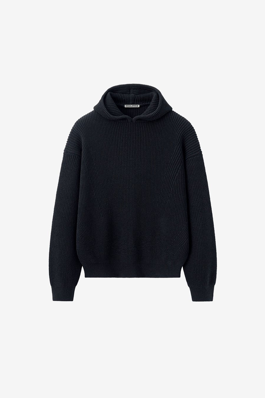 MUSINSA | INSILENCE LINEN COTTON KNIT HOODIE BLACK