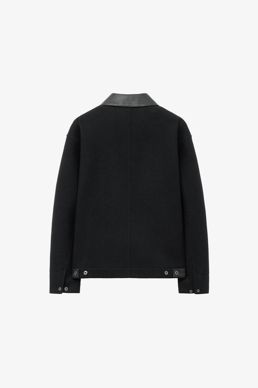 MUSINSA | INSILENCE Leather Patch Wool Work Jacket BLACK
