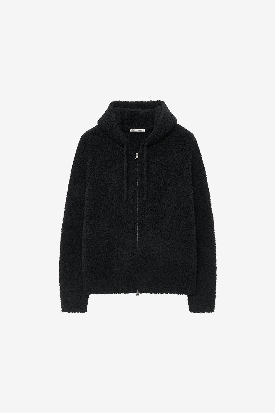 【INSILENCE】 Cozy Soft Hood Zip-Up- Knit BLACK d01.jpg