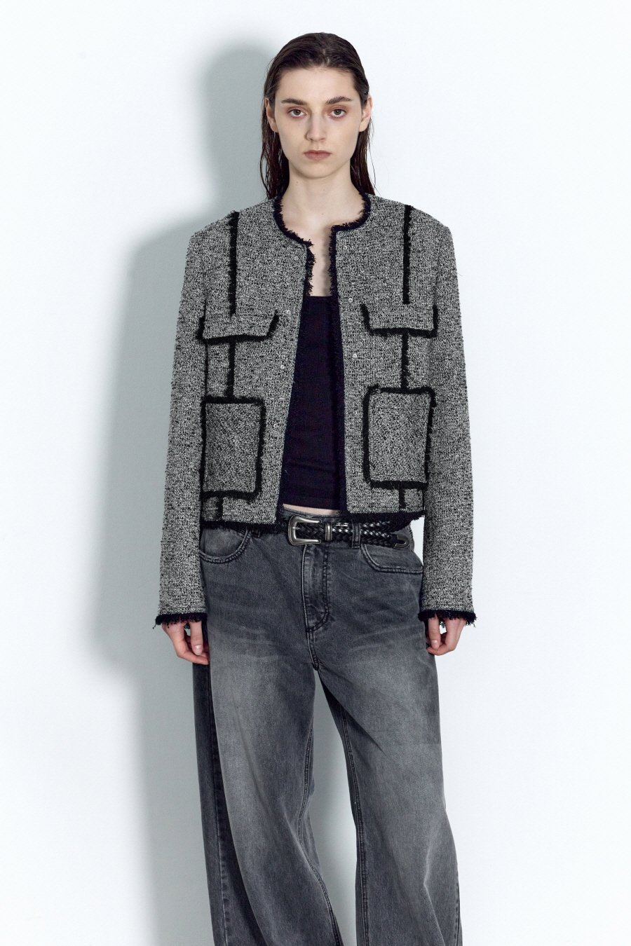 MUSINSA | INSILENCE WOMEN Studded Tweed Jacket MULTI