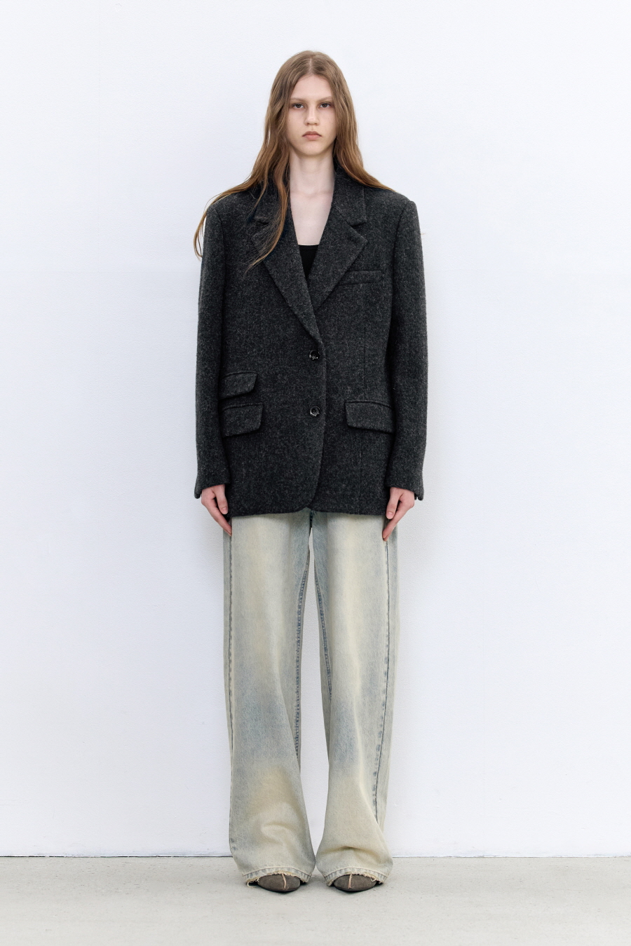 ジャケット・アウター nugu live half neck coat charcoal WOMEN] Winter Oversized Half Jacket CHARCOAL | ファッション