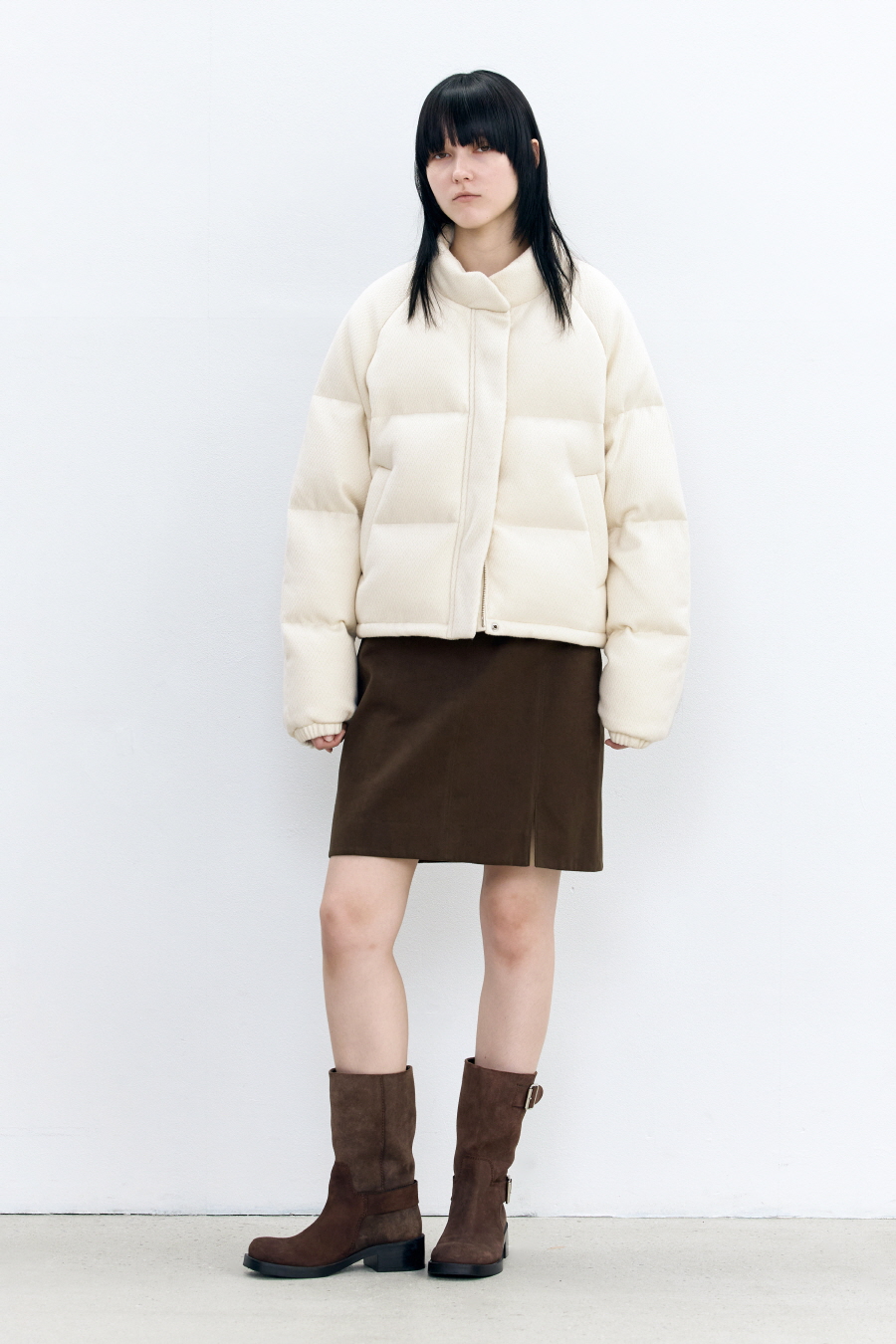 MUSINSA | INSILENCE WOMEN Textured Fabric Down Jacket CREAM