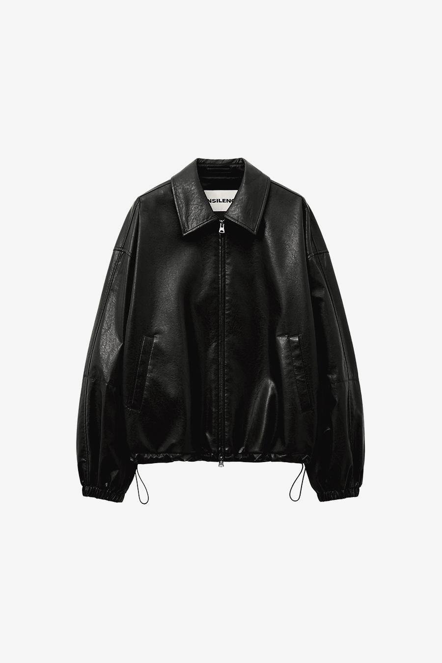 Minimal Faux Leather Oversized Jumper BLACK | ファッション