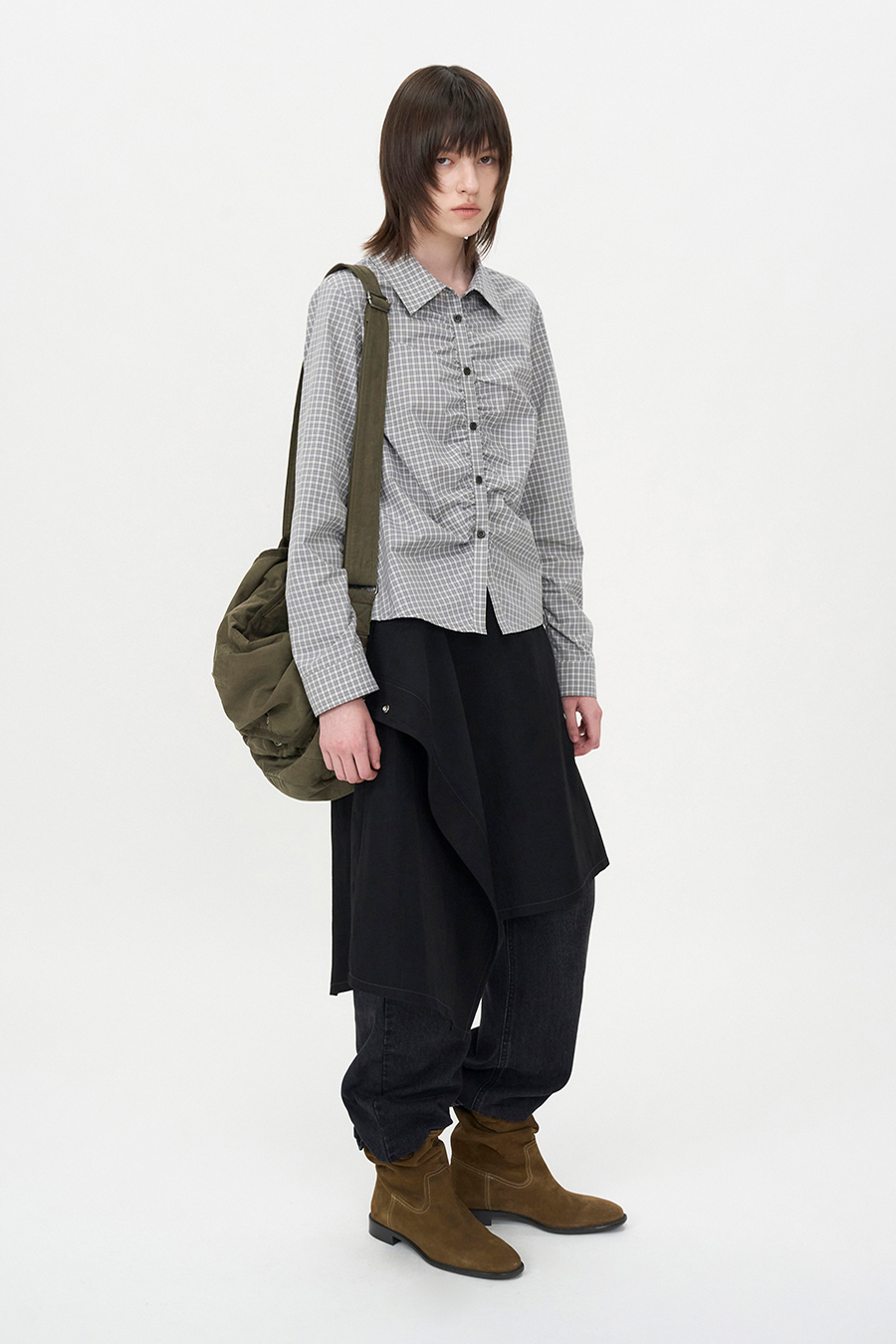 c0mi リメイク check shirt docking no-sleeve c0mi リメイク check shirt docking no-sleeve - メルカリ