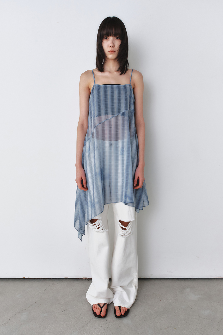 [INSILENCE] Vintage Check Chiffon One Piece /追跡付 MUSINSA | INSILENCE WOMEN Vintage Check Chiffon One Piece BLUE