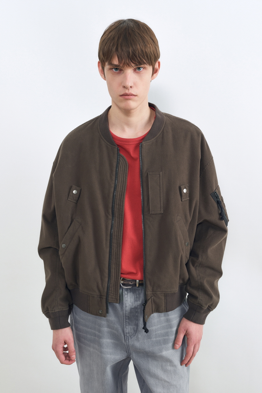 【INSILENCE】 WASHED MOLSKIN MA-1 KHAKI GREY MUSINSA | INSILENCE Washed Moleskin MA-1 KHAKI GREY