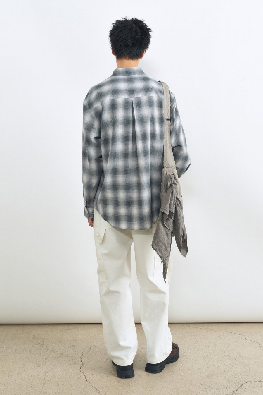 MUSINSA | INSILENCE Overfit Check Shirt GREY