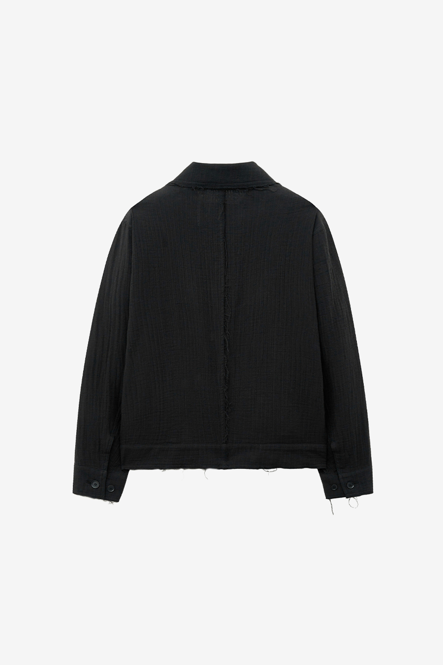 MUSINSA公式 | INSILENCE WOMEN Double Gauze Cut-Off Jumper BLACK