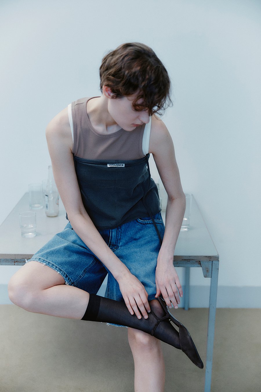 【INSILENCE】[CALIK] WIDE BERMUDA DENIM INSILENCE