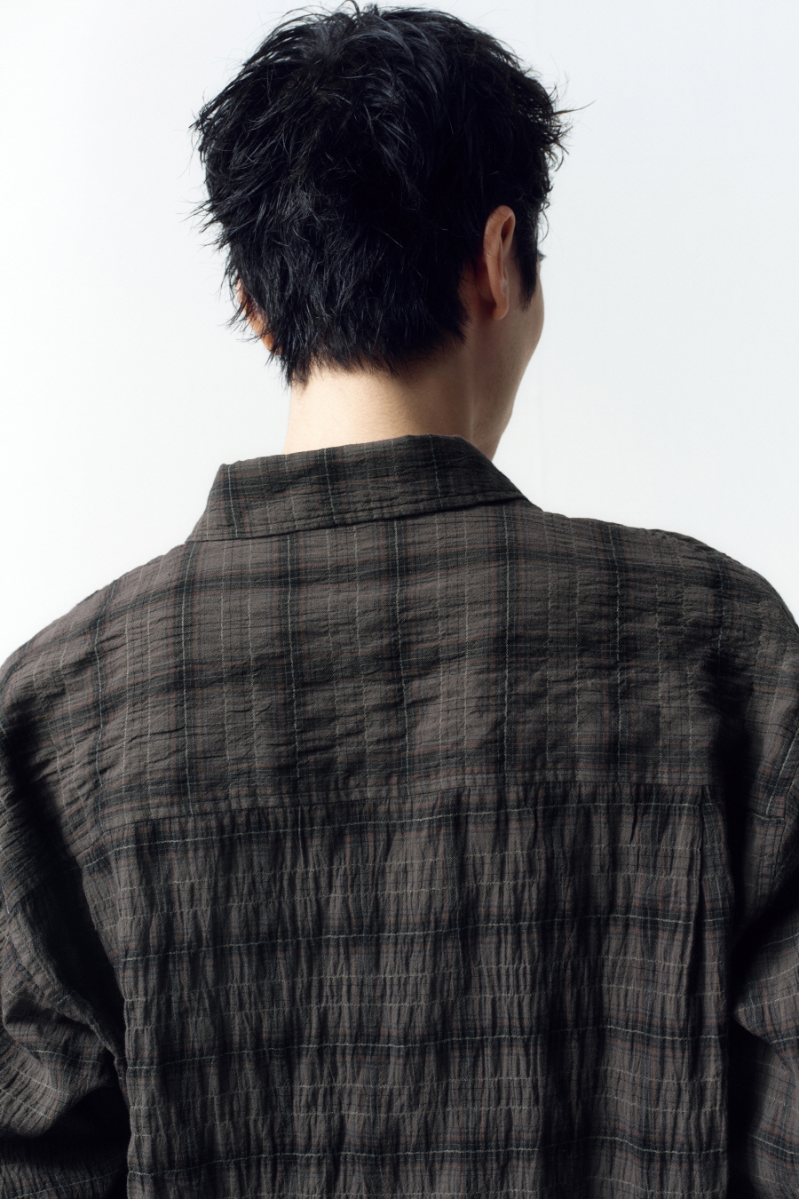 MUSINSA | INSILENCE Garment Dyed Check Shirt BROWN